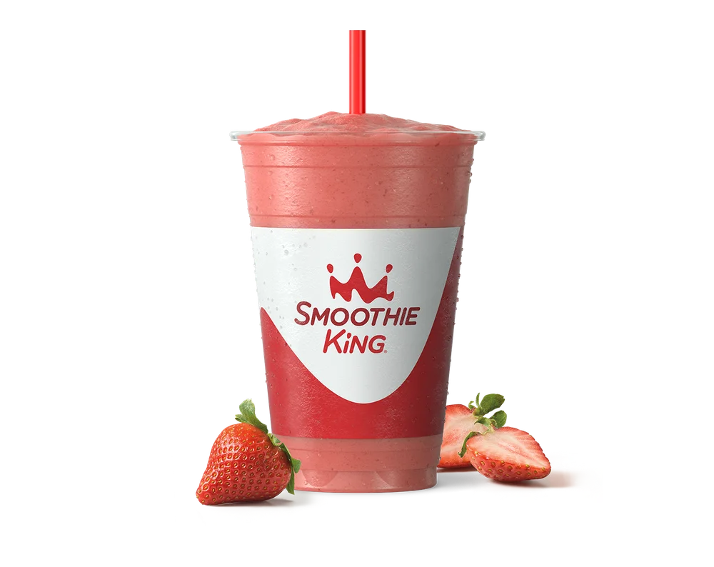Smoothie King strawberry smoothie with fresh ingredients
